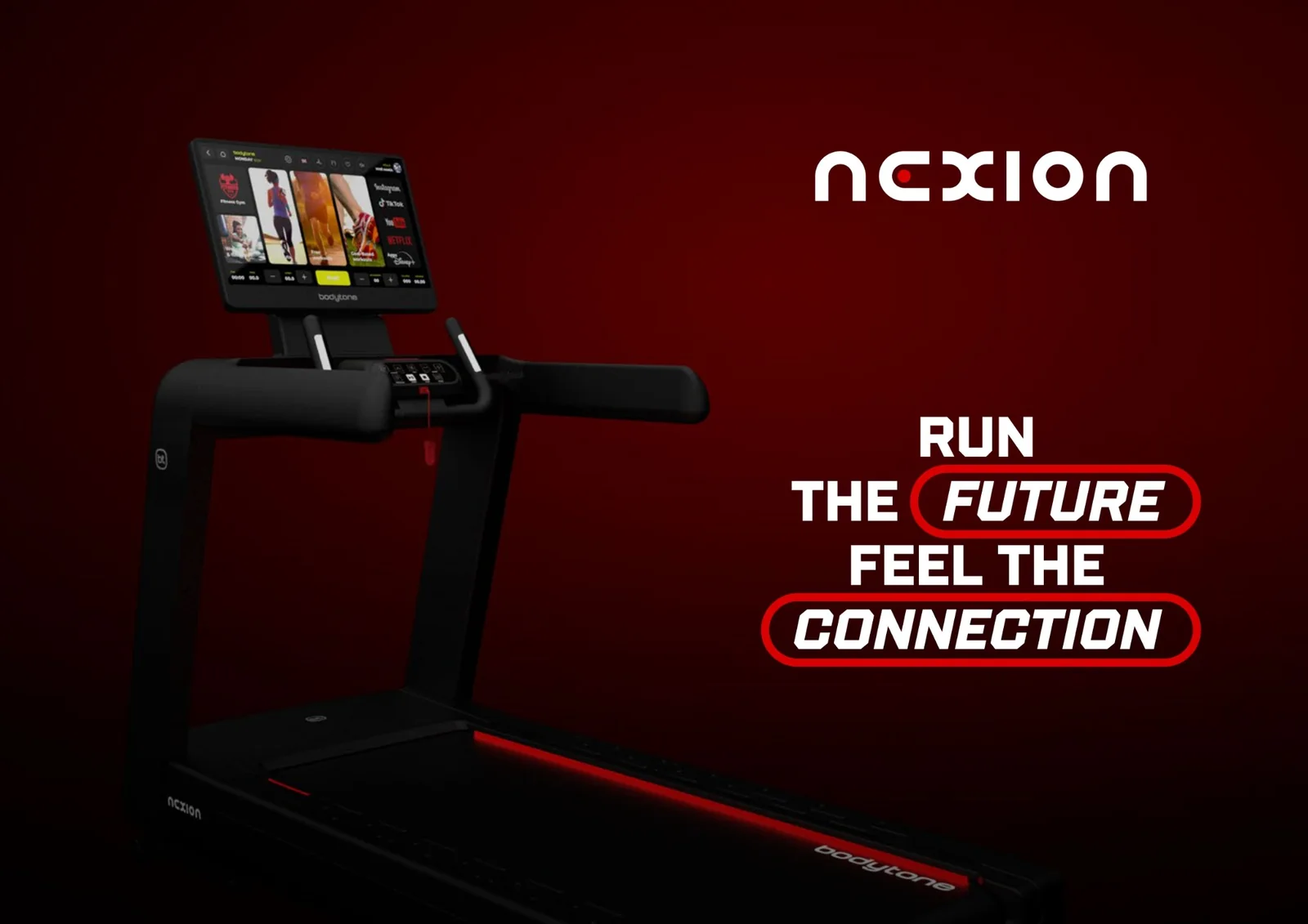 Bodytone NEXION Laufband mit Touchscreen-Konsole für professionelle Fitnessstudios